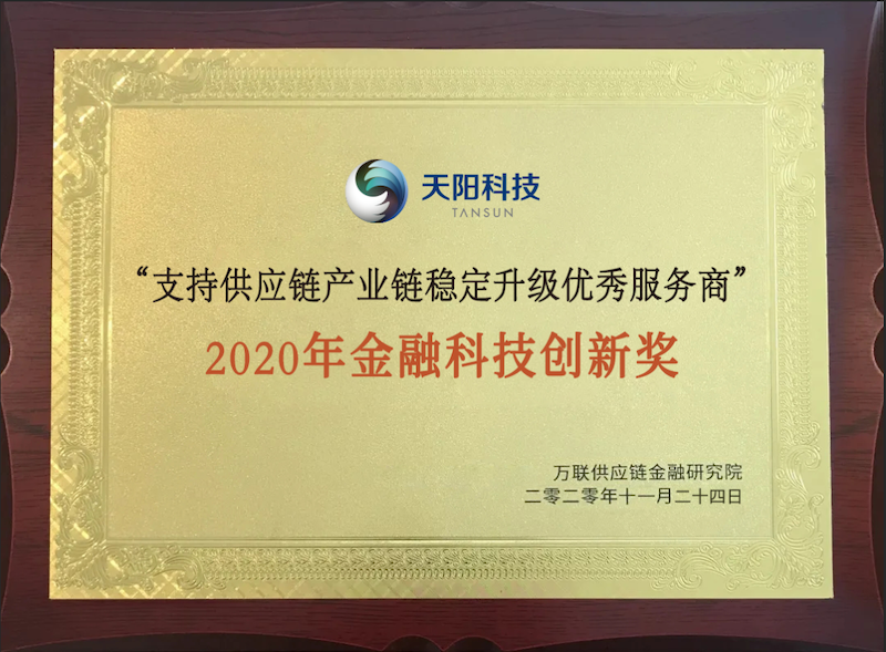 服务双循环新发展格局 天阳科技深耕供应链金融再获殊荣（配图 1）